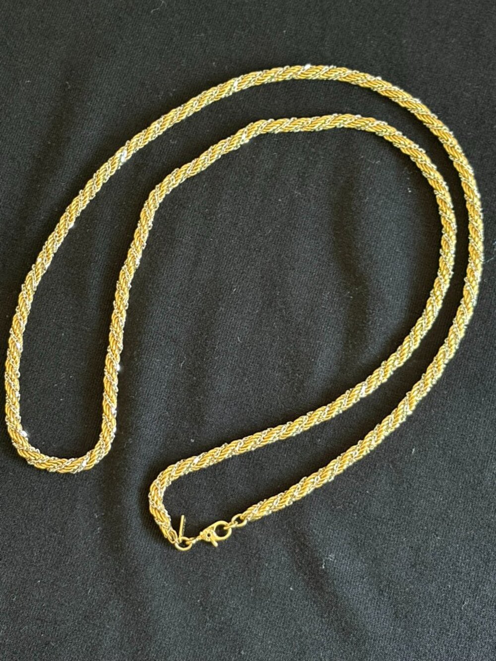 Vintage Monet Gold and Silver Twisted Rope Chain Necklace - 27.5"